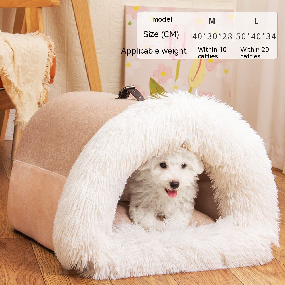 Say Goodbye to Chilly Nights: Moisture-Proof Long Fur Pet Nest for Cats & Dogs. - dreamydogdeals.shop