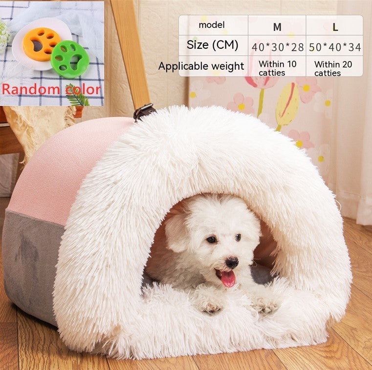 Say Goodbye to Chilly Nights: Moisture-Proof Long Fur Pet Nest for Cats & Dogs. - dreamydogdeals.shop