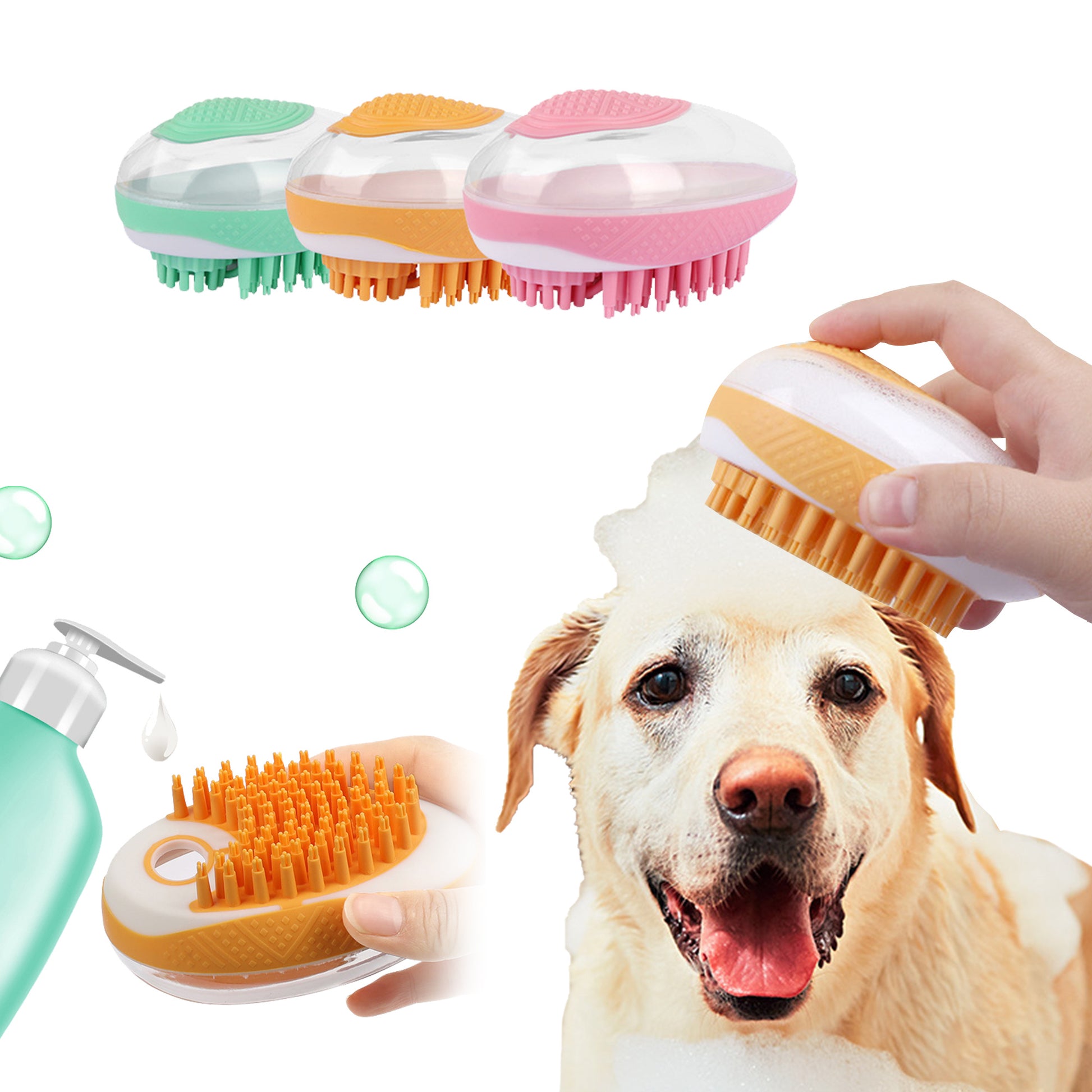 2-in-1 Dog Bath Brush & SPA Massage Comb | Soft Silicone Pet Grooming Tool - dreamydogdeals.shop