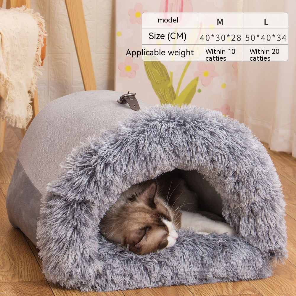 Say Goodbye to Chilly Nights: Moisture-Proof Long Fur Pet Nest for Cats & Dogs. - dreamydogdeals.shop